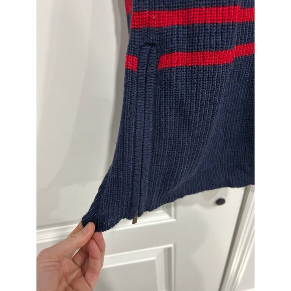 Banana Republic Heritage Red & Navy Striped Wool Blend Sweater M - Picture 4 of 8